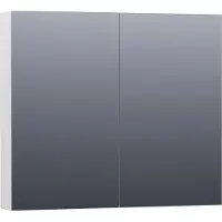 Brauer Impress Deluxe Spiegelkast 80x70cm Indirecte LED Verlichting Binnen/onder - Hoogglans Wit - Spiegels - Spiegelkasten - 8720359344052