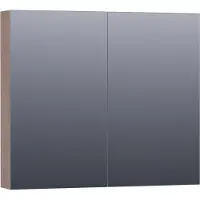 Brauer Impress Deluxe Spiegelkast 80x70cm MFC 2 Deuren Met Indirecte LED Verlichting Binnen/onder - Damascus - Spiegels, Spiegelkasten - 8720359387554