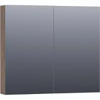 Brauer Impress Deluxe Spiegelkast 80x70cm Indirecte LED Verlichting Binnen/onder - Grove - Spiegels - Spiegelkasten - 8720359344021