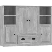 vidaXL Hoge kasten 3 st bewerkt hout betongrijs