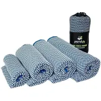Pandoo sneldrogende handdoek met bamboevezels blauw M 130 cm x 80 c (1st)