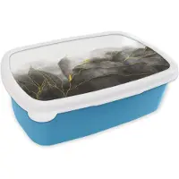 MuchoWow Broodtrommel Blauw - Lunchbox - Brooddoos - Marmer - Zwart - Goud - Luxe - Marmerlook - 18x12x6 cm - Kinderen - Jongen