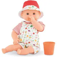 Corolle Bebe Bath Calypso Garden Delights Babypop - Inclusief Speelbeker Zacht lichaam met slapende ogen en vanillegeur Verwijderbare doek