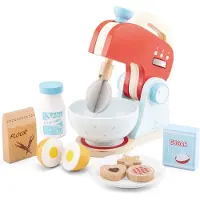 New Classic Toys - Houten Speelgoed Mixer Set - Keukenrobot - Speelgoedkeukenmachine - Rood