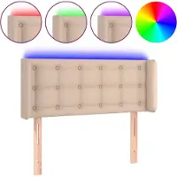 vidaXL Hoofdbord LED 83x16x78/88 cm kunstleer cappuccinokleurig