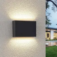 LINDBY LED-wandlamp buiten Jarte, zwart, Kunststof, Modern, LED wandlamp buiten