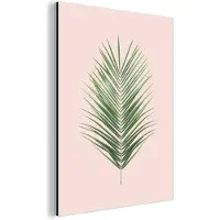 MuchoWow Wanddecoratie Metaal - Aluminium Schilderij Industrieel - Plant - Groen - Roze - Natuur - 120x160 cm - Dibond - Foto op aluminium - Industriële muurdecoratie - Voor de woonkamer/slaapkamer