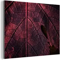 MuchoWow Wanddecoratie Metaal - Aluminium Schilderij Industrieel - Abstract - Rood - Bladeren - Plant - 40x30 cm - Dibond - Foto op aluminium - Industriële muurdecoratie - Voor de woonkamer/slaapkamer