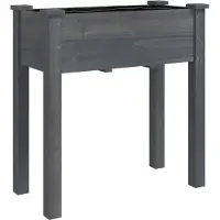 vidaXL Plantenbak met voering 71x37x76 cm massief vurenhout grijs