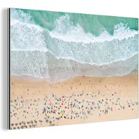 MuchoWow Wanddecoratie Metaal - Aluminium Schilderij Industrieel - Zee - Strand - Parasols - Water - Zomer - 30x20 cm - Dibond - Foto op aluminium - Industriële muurdecoratie - Voor de woonkamer/slaapkamer