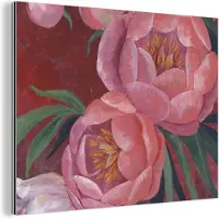 MuchoWow Wanddecoratie Metaal - Aluminium Schilderij Industrieel - Bloemen - Roze - Schilderij - Planten - 80x60 cm - Dibond - Foto op aluminium - Industriële muurdecoratie - Voor de woonkamer/slaapkamer
