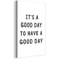 MuchoWow Wanddecoratie Metaal - Aluminium Schilderij Industrieel - Quotes - Positief - Spreuk - Zwart wit - 120x180 cm - Dibond - Foto op aluminium - Industriële muurdecoratie - Voor de woonkamer/slaapkamer