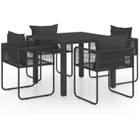 vidaXL 5-delige tuinsets, PVC riet, zwart