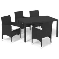 vidaXL 5-delige Tuinset met kussens poly rattan zwart