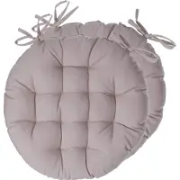 Atmosphera Stoelkussens rond - 2x - beige - katoen - 38 x 6.5 cm - wicker zitkussen - tuinstoelkussens