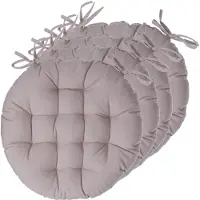 Atmosphera Stoelkussens rond - 4x - beige - katoen - 38 x 6.5 cm - wicker zitkussen - tuinstoelkussens