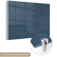MuchoWow Glasschilderij 60x40 cm - Schilderij acrylglas - Leer - Blauw - Dieren - Foto op glas - Schilderijen