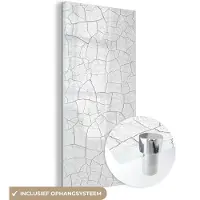 MuchoWow Glasschilderij - Wit - Steen - Gesteente - Natuursteen - 40x80 cm - Wanddecoratie - Kamerdecoratie