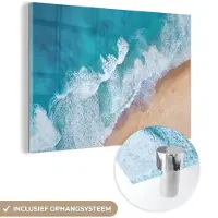 MuchoWow Glasschilderij 120x80 cm - Schilderij acrylglas - Strand - Water - Zee - Foto op glas - Schilderijen
