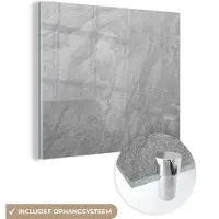 MuchoWow Glasschilderij - Grijs - Gesteente - Stenen - Structuren - Design - 90x90 cm - Schilderij glas - Muurdecoratie