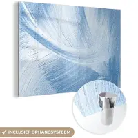 MuchoWow Glasschilderij 90x60 cm - Schilderij acrylglas - Acrylverf - Blauw - Design - Foto op glas - Schilderijen