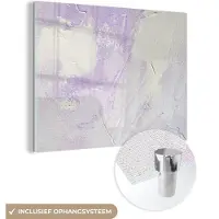 MuchoWow Glasschilderij 80x60 cm - Schilderij acrylglas - Abstract - Verf - Design - Foto op glas - Schilderijen