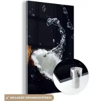 MuchoWow Glasschilderij 60x90 cm - Schilderij acrylglas - Kokosnoot - Stilleven - Water - Zwart - Fruit - Foto op glas - Schilderijen