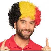 Boland - Pruik België - Afro - Kort - Unisex - - Rode duivels - Belgie - Voetbal