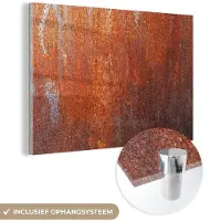 MuchoWow Glasschilderij 30x20 cm - Schilderij acrylglas - Vintage - Roest - Metaal - Foto op glas - Schilderijen