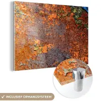 MuchoWow Glasschilderij 60x40 cm - Schilderij acrylglas - Roest - Vintage - Stalen - IJzer - Industrieel - Foto op glas - Schilderijen