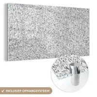 MuchoWow Glasschilderij 120x60 cm - Schilderij acrylglas - Graniet - Zwart - Wit - Patroon - Grijs - Foto op glas - Schilderijen