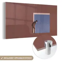 MuchoWow Glasschilderij 40x20 cm - Schilderij acrylglas - Man - Vintage - Design - Foto op glas - Schilderijen