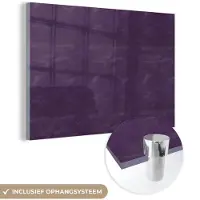 MuchoWow Glasschilderij 90x60 cm - Schilderij acrylglas - Leer - Structuur - Dierenhuid - Foto op glas - Schilderijen