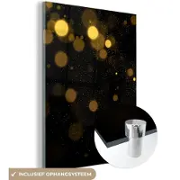 MuchoWow Glasschilderij 60x80 cm - Schilderij acrylglas - Goud - Abstract - Luxe - Zwart - Foto op glas - Schilderijen