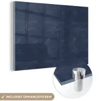 MuchoWow Glasschilderij 120x80 cm - Schilderij acrylglas - Leer - Blauw - Dieren - Foto op glas - Schilderijen