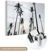MuchoWow Glasschilderij 90x60 cm - Schilderij acrylglas - Palmbomen - Zomer - Tropisch - Foto op glas - Schilderijen