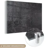 MuchoWow Glasschilderij 60x40 cm - Schilderij acrylglas - Leisteen - Beton - Natuursteen - Grijs - Industrieel - Foto op glas - Schilderijen