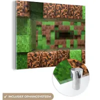MuchoWow Glasschilderij 80x60 cm - Schilderij acrylglas - Gaming - Blokken - Gamen - Kinderen - Foto op glas - Schilderijen