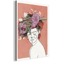 MuchoWow Wanddecoratie Metaal - Aluminium Schilderij Industrieel - Portret - Vrouw - Bloemen - Pastel - 120x160 cm - Dibond - Foto op aluminium - Industriële muurdecoratie - Voor de woonkamer/slaapkamer
