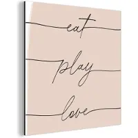 MuchoWow Wanddecoratie Metaal - Aluminium Schilderij Industrieel - Pastel - Quotes - Roze - Minimalisme - 90x90 cm - Dibond - Foto op aluminium - Industriële muurdecoratie - Voor de woonkamer/slaapkamer