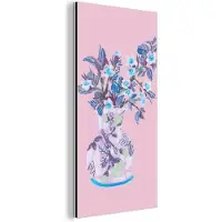 MuchoWow Wanddecoratie Metaal - Aluminium Schilderij Industrieel - Bloemen - Vaas - Roze - Planten - 20x40 cm - Dibond - Foto op aluminium - Industriële muurdecoratie - Voor de woonkamer/slaapkamer