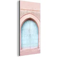 MuchoWow Wanddecoratie Metaal - Aluminium Schilderij Industrieel - Deur - Roze - Blauw - Poort - 80x160 cm - Dibond - Foto op aluminium - Industriële muurdecoratie - Voor de woonkamer/slaapkamer