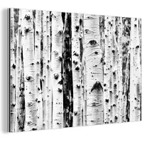 MuchoWow Wanddecoratie Metaal - Aluminium Schilderij Industrieel - Bomen - Hout - Zwart wit - Natuur - 180x120 cm - Dibond - Foto op aluminium - Industriële muurdecoratie - Voor de woonkamer/slaapkamer