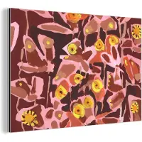 MuchoWow Wanddecoratie Metaal - Aluminium Schilderij Industrieel - Bruin - Retro - Vlinders - Dieren - Hippie - 120x80 cm - Dibond - Foto op aluminium - Industriële muurdecoratie - Voor de woonkamer/slaapkamer