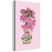 MuchoWow Wanddecoratie Metaal - Aluminium Schilderij Industrieel - Bloemen - Vaas - Roze - Planten - 40x60 cm - Dibond - Foto op aluminium - Industriële muurdecoratie - Voor de woonkamer/slaapkamer