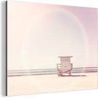 MuchoWow Wanddecoratie Metaal - Aluminium Schilderij Industrieel - Strand - Hut - Zon - Zee - Zomer - 160x120 cm - Dibond - Foto op aluminium - Industriële muurdecoratie - Voor de woonkamer/slaapkamer