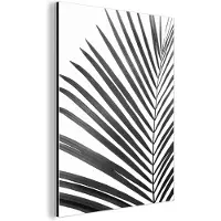 MuchoWow Wanddecoratie Metaal - Aluminium Schilderij Industrieel - Plant - Zwart wit - Natuur - Blad - 120x160 cm - Dibond - Foto op aluminium - Industriële muurdecoratie - Voor de woonkamer/slaapkamer