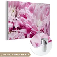 MuchoWow Glasschilderij 120x80 cm - Schilderij acrylglas - Bloemen - Roze - Natuur - Foto op glas - Schilderijen