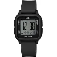 Q&Q G02A-001VY - Horloge - Digitaal - Unisex - Plastic band - Vierkant - Kunststof - Datumaanduiding - Stopwatch - Alarm - Tweede tijdzone - Backlight - Zwart - Transparant - Waterdicht 5 ATM