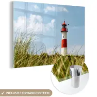 MuchoWow Glasschilderij 150x100 cm - Schilderij acrylglas - Zee - Vuurtoren - Duitsland - Foto op glas - Muurdecoratie woonkamer - Wanddecoratie slaapkamer - Schilderijen